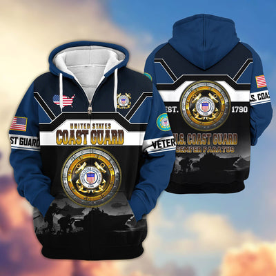 Premium US Veterans Zip Hoodie, Gifts For US Veterans, Gifts On Father's Day, Veterans Day.
