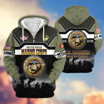 Premium US Veterans Zip Hoodie, Gifts For US Veterans, Gifts On Father's Day, Veterans Day.