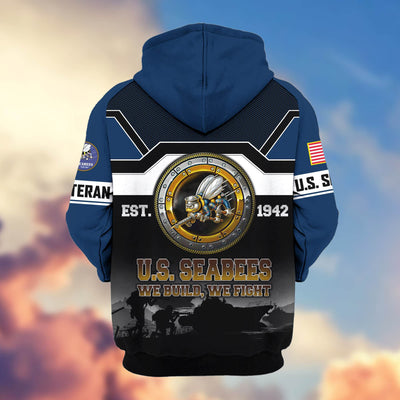 Premium US Veterans Zip Hoodie, Gifts For US Veterans, Gifts On Father's Day, Veterans Day.