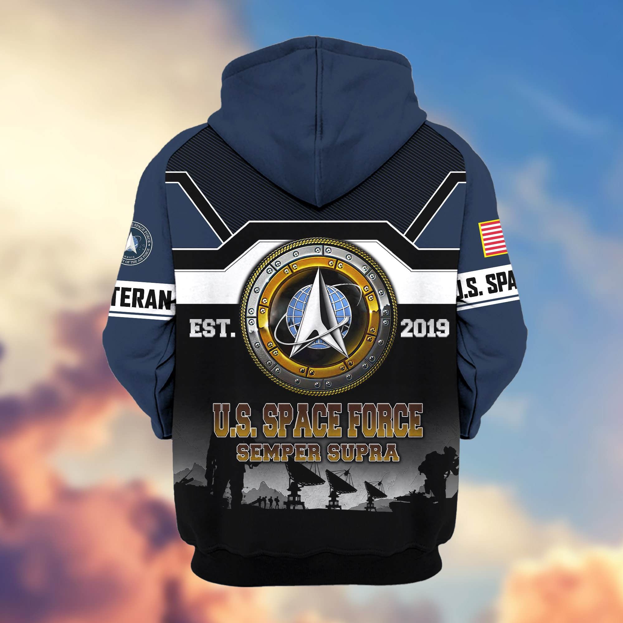 Premium US Veterans Zip Hoodie, Gifts For US Veterans, Gifts On Father's Day, Veterans Day.