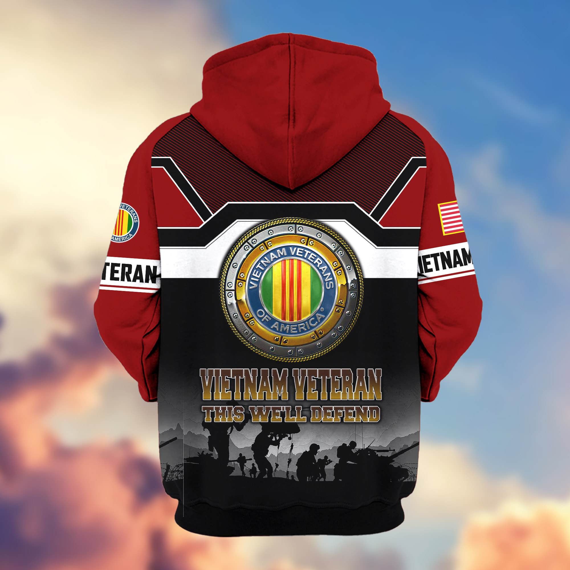 Premium US Veterans Zip Hoodie, Gifts For US Veterans, Gifts On Father's Day, Veterans Day.