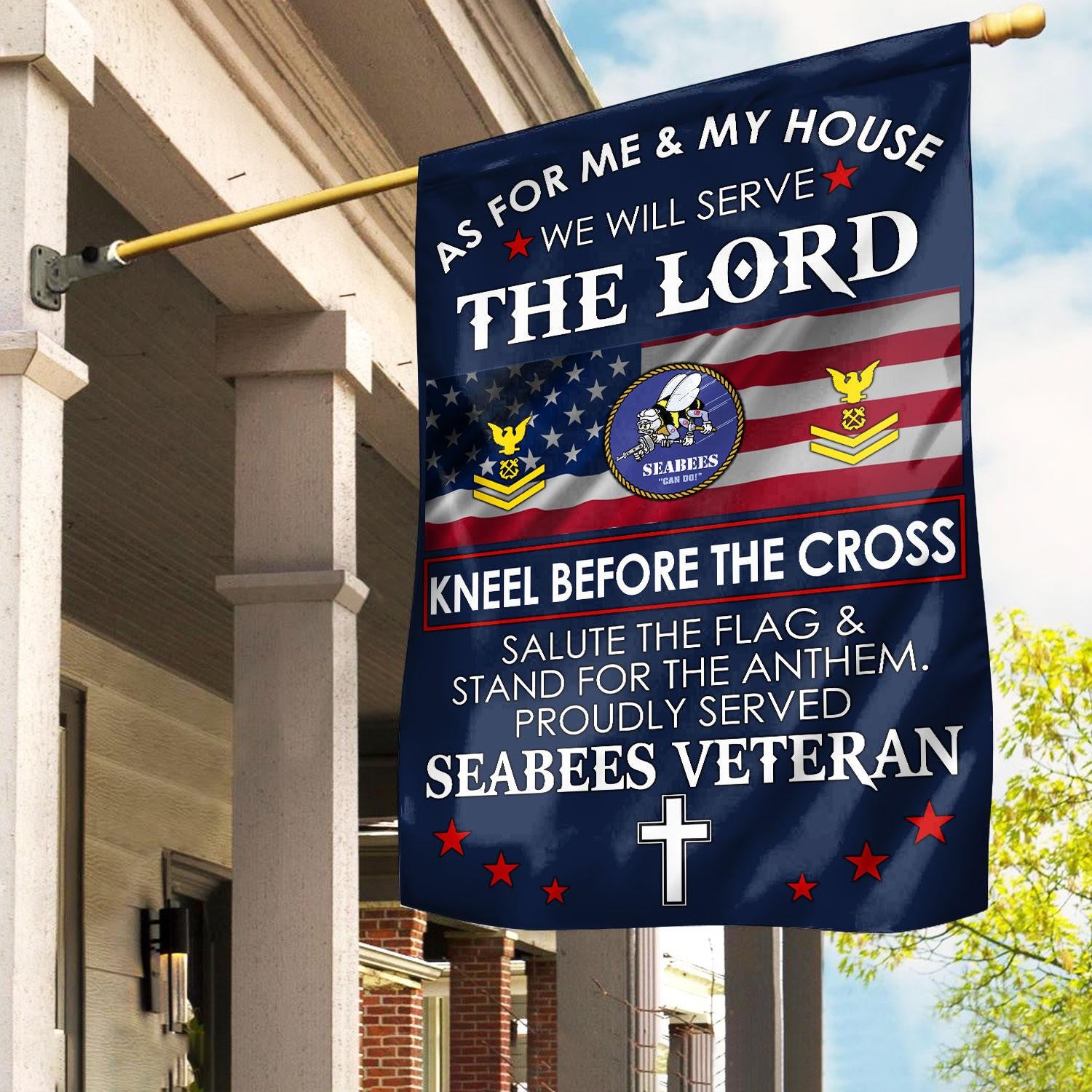 Premium Custom US Seabees Veteran Flag, Gifts For Seabees Veteran, American Flag, Patriotic Flag, Garden Flag, House Flag, Best Gifts On Father's Day, Independence Day, Veterans Day.