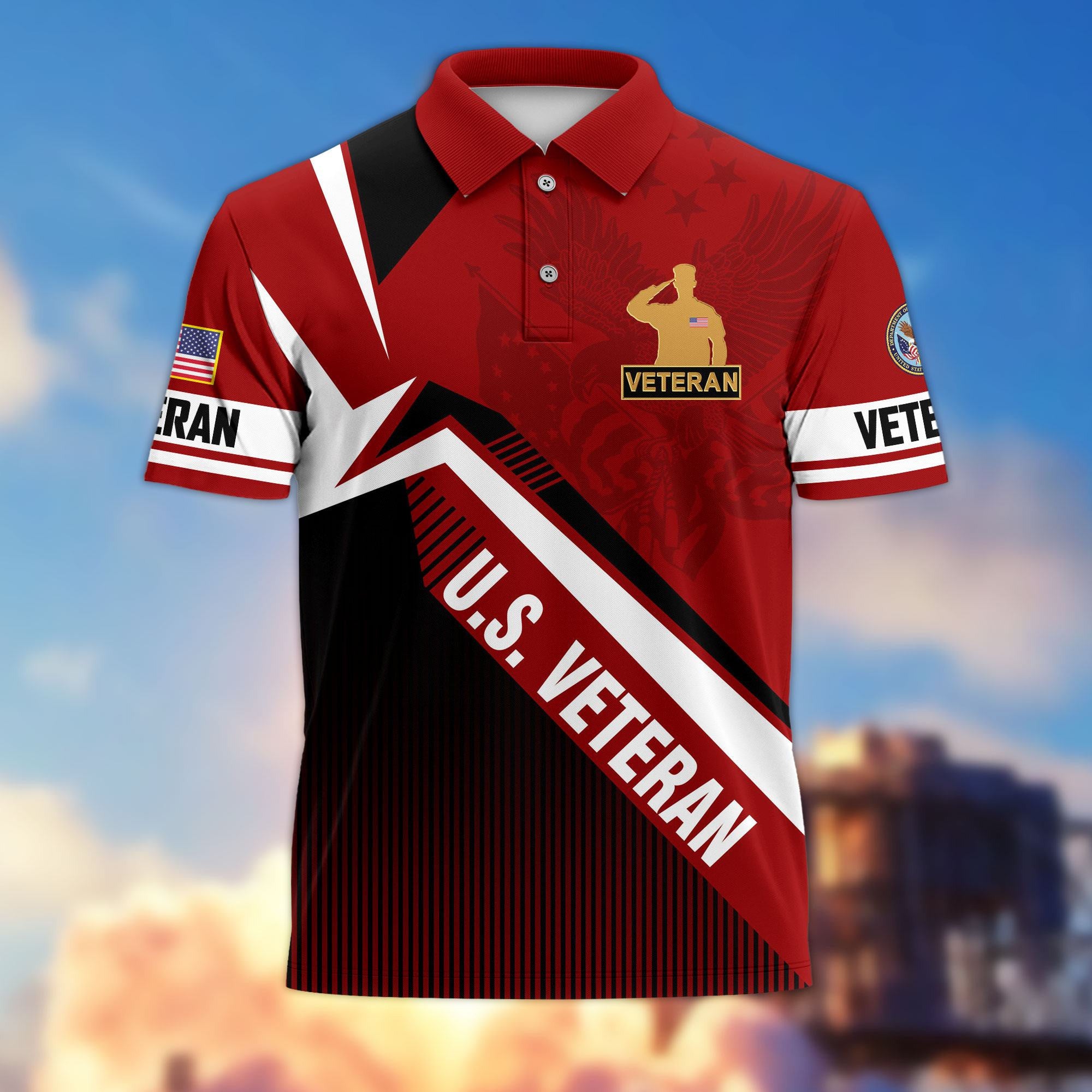 Premium US Veterans Polo Shirt, Gifts For US Veterans, Gifts On Father's Day, Veterans Day.