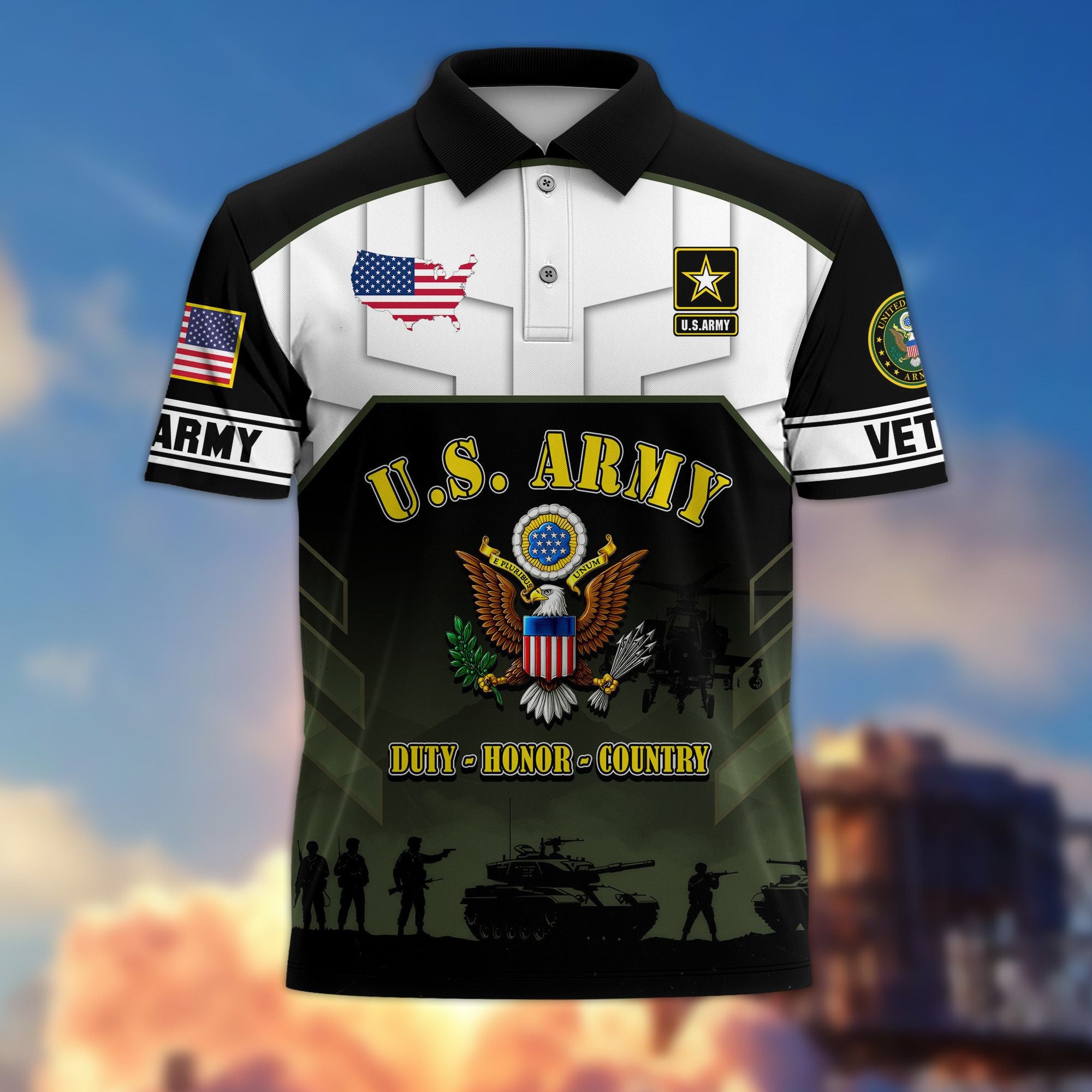Premium US Veterans Polo Shirt, Gifts For US Veterans, Gifts On Father's Day, Veterans Day.
