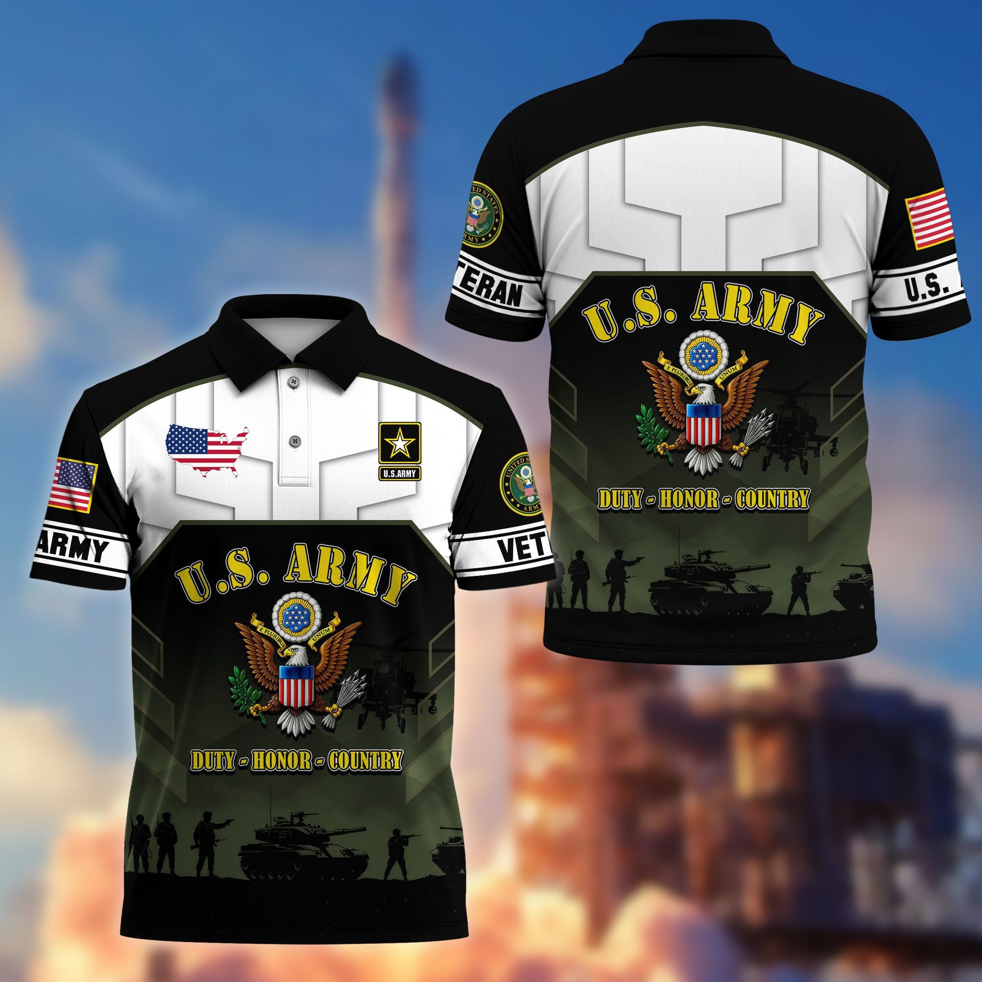 Premium US Veterans Polo Shirt, Gifts For US Veterans, Gifts On Father's Day, Veterans Day.