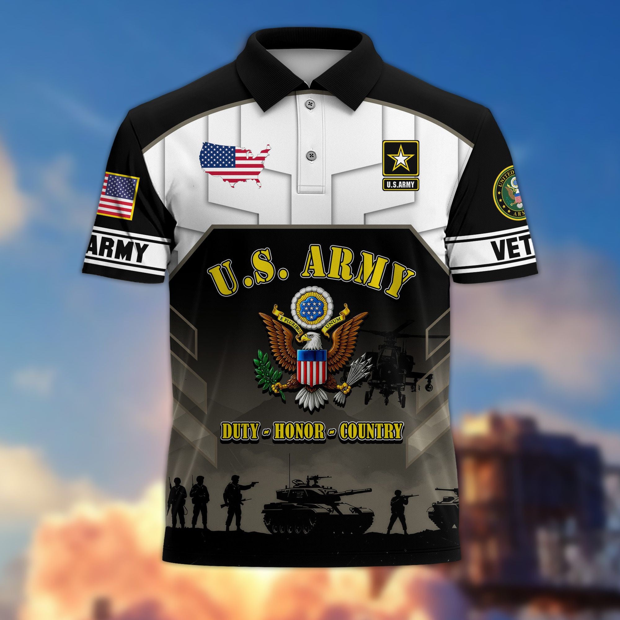 Premium US Veterans Polo Shirt, Gifts For US Veterans, Gifts On Father's Day, Veterans Day.