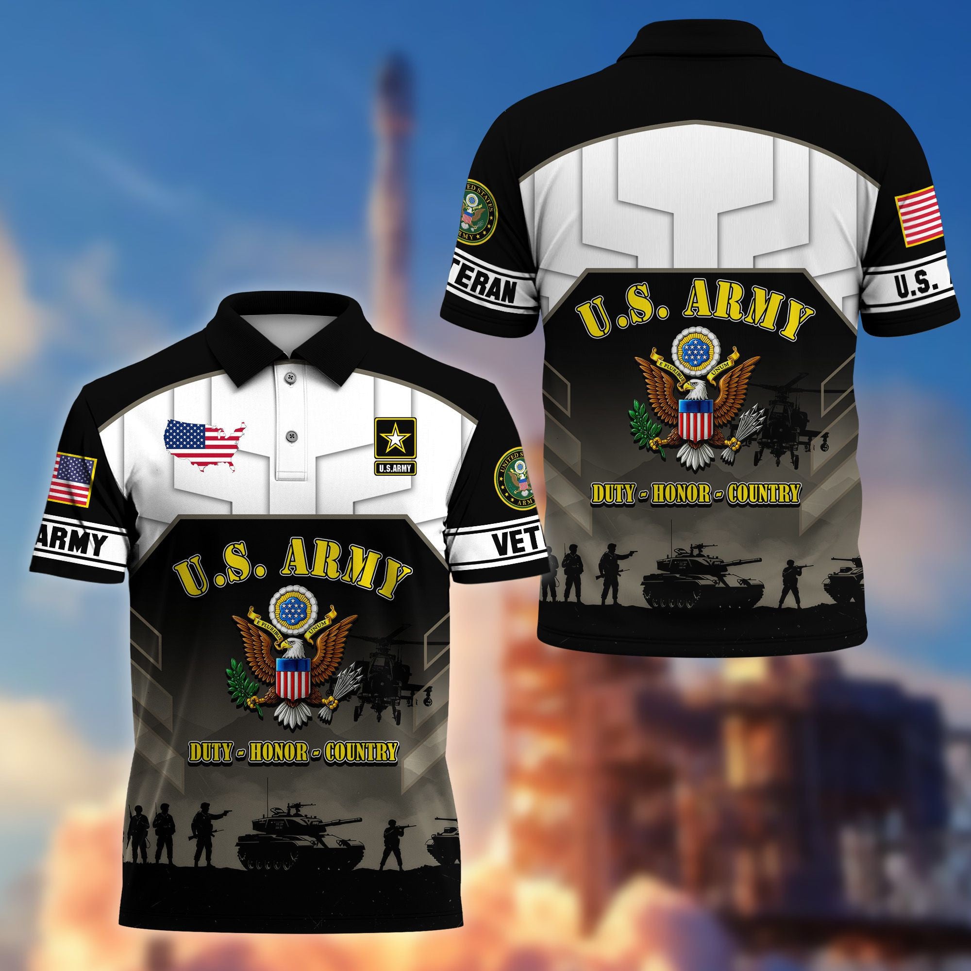 Premium US Veterans Polo Shirt, Gifts For US Veterans, Gifts On Father's Day, Veterans Day.
