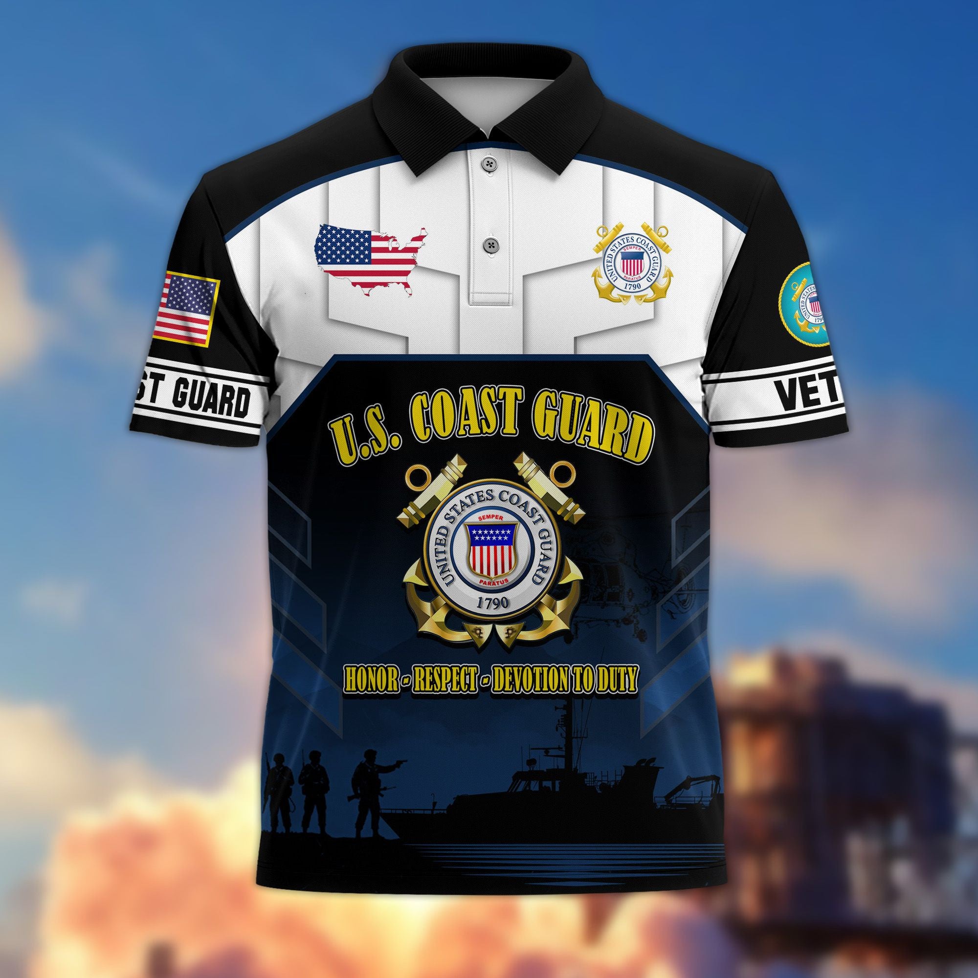 Premium US Veterans Polo Shirt, Gifts For US Veterans, Gifts On Father's Day, Veterans Day.