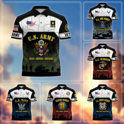 Premium US Veterans Polo Shirt, Gifts For US Veterans, Gifts On Father's Day, Veterans Day.