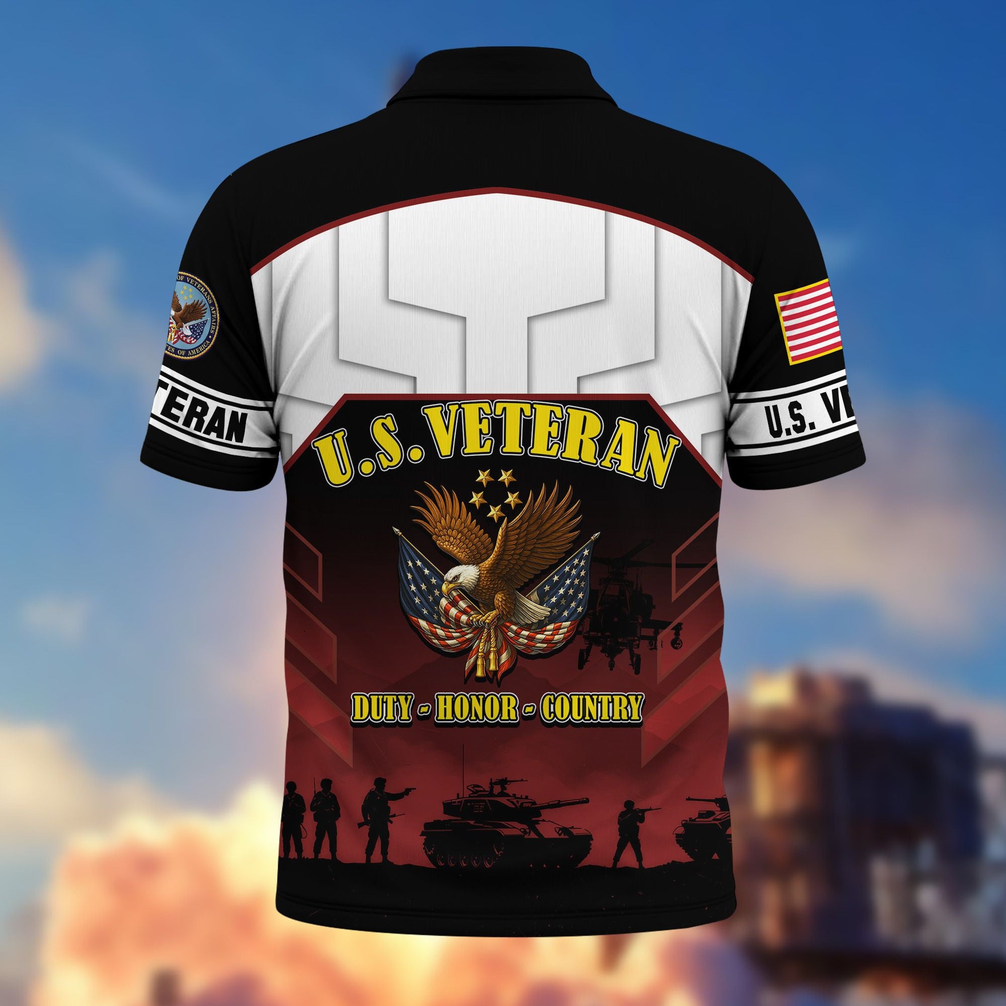 Premium US Veterans Polo Shirt, Gifts For US Veterans, Gifts On Father's Day, Veterans Day.