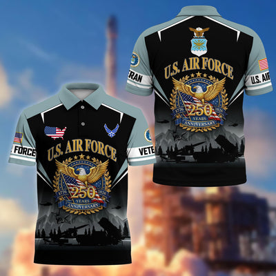 Premium America 250th Anniversary US Veteran Polo Shirt, Gifts for U.S. Veterans, Gifts for Independence Day, Veterans Day
