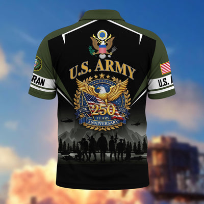 Premium America 250th Anniversary US Veteran Polo Shirt, Gifts for U.S. Veterans, Gifts for Independence Day, Veterans Day