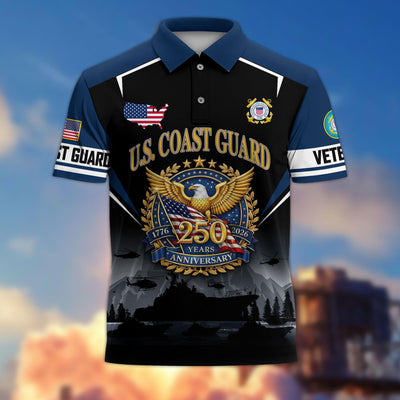 Premium America 250th Anniversary US Veteran Polo Shirt, Gifts for U.S. Veterans, Gifts for Independence Day, Veterans Day