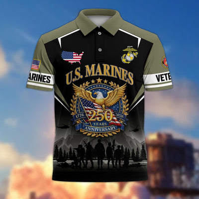 Premium America 250th Anniversary US Veteran Polo Shirt, Gifts for U.S. Veterans, Gifts for Independence Day, Veterans Day