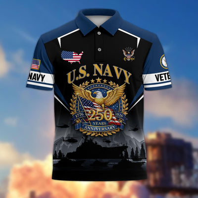 Premium America 250th Anniversary US Veteran Polo Shirt, Gifts for U.S. Veterans, Gifts for Independence Day, Veterans Day
