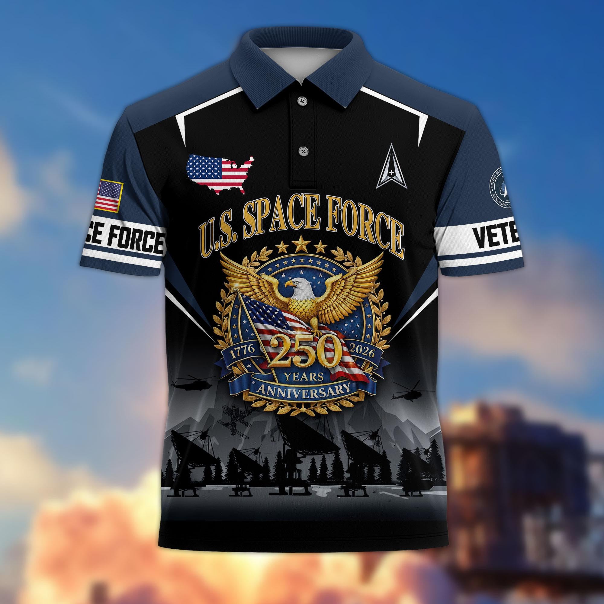 Premium America 250th Anniversary US Veteran Polo Shirt, Gifts for U.S. Veterans, Gifts for Independence Day, Veterans Day