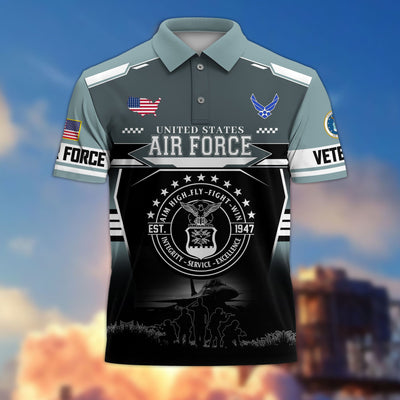 Premium US Veterans Polo Shirt, Gifts For US Veterans, Gifts For Father's Day, Veterans Day.