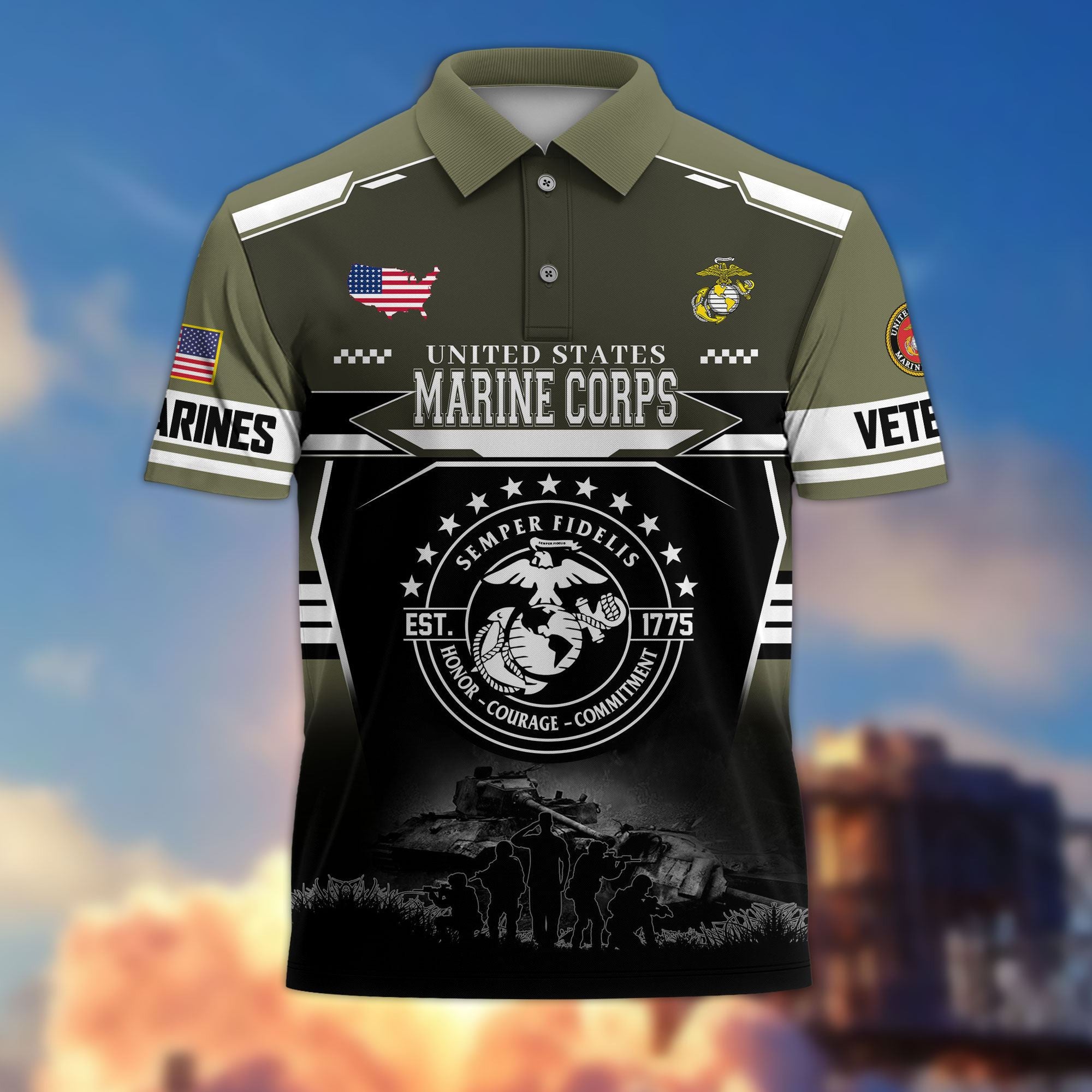 Premium US Veterans Polo Shirt, Gifts For US Veterans, Gifts For Father's Day, Veterans Day.