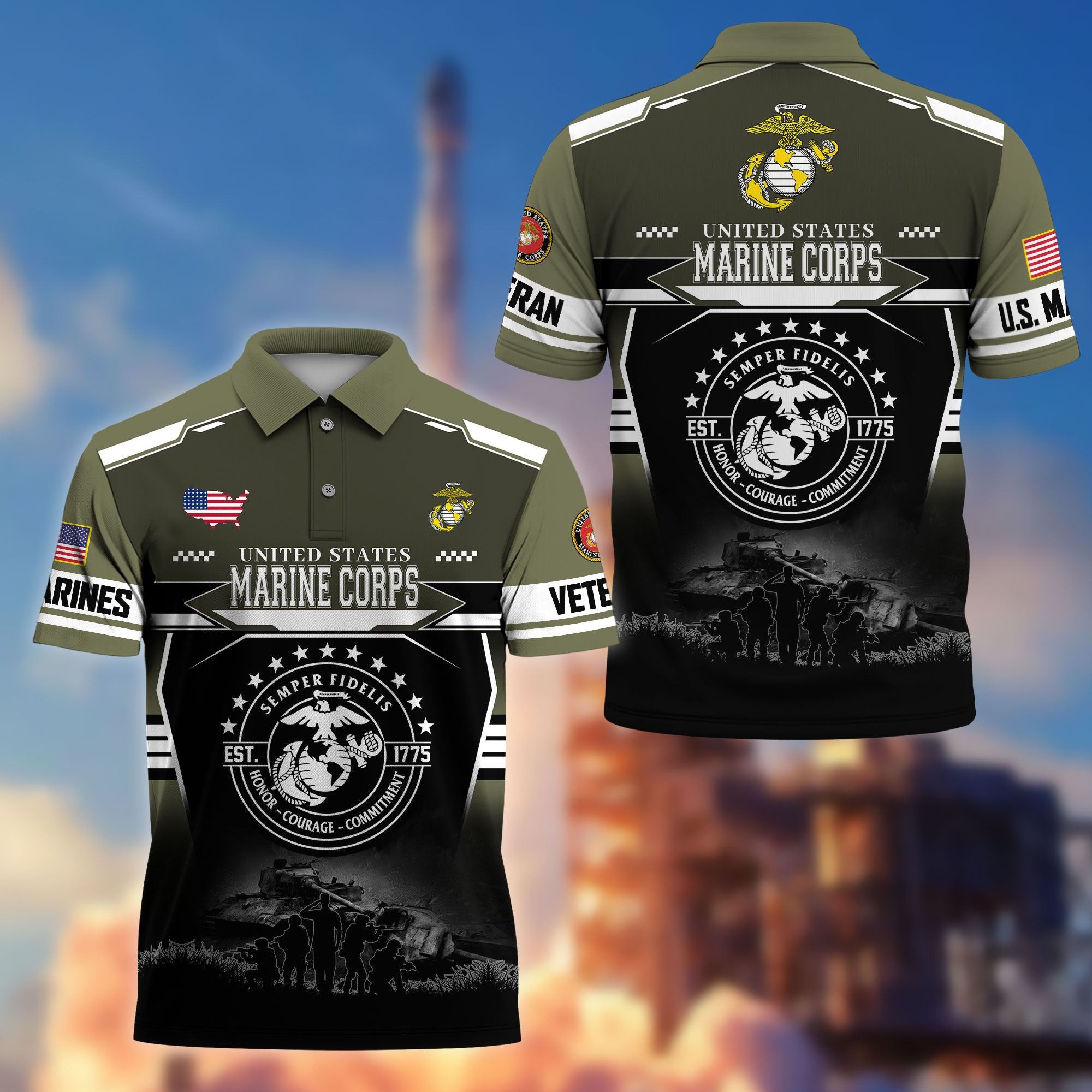 Premium US Veterans Polo Shirt, Gifts For US Veterans, Gifts For Father's Day, Veterans Day.