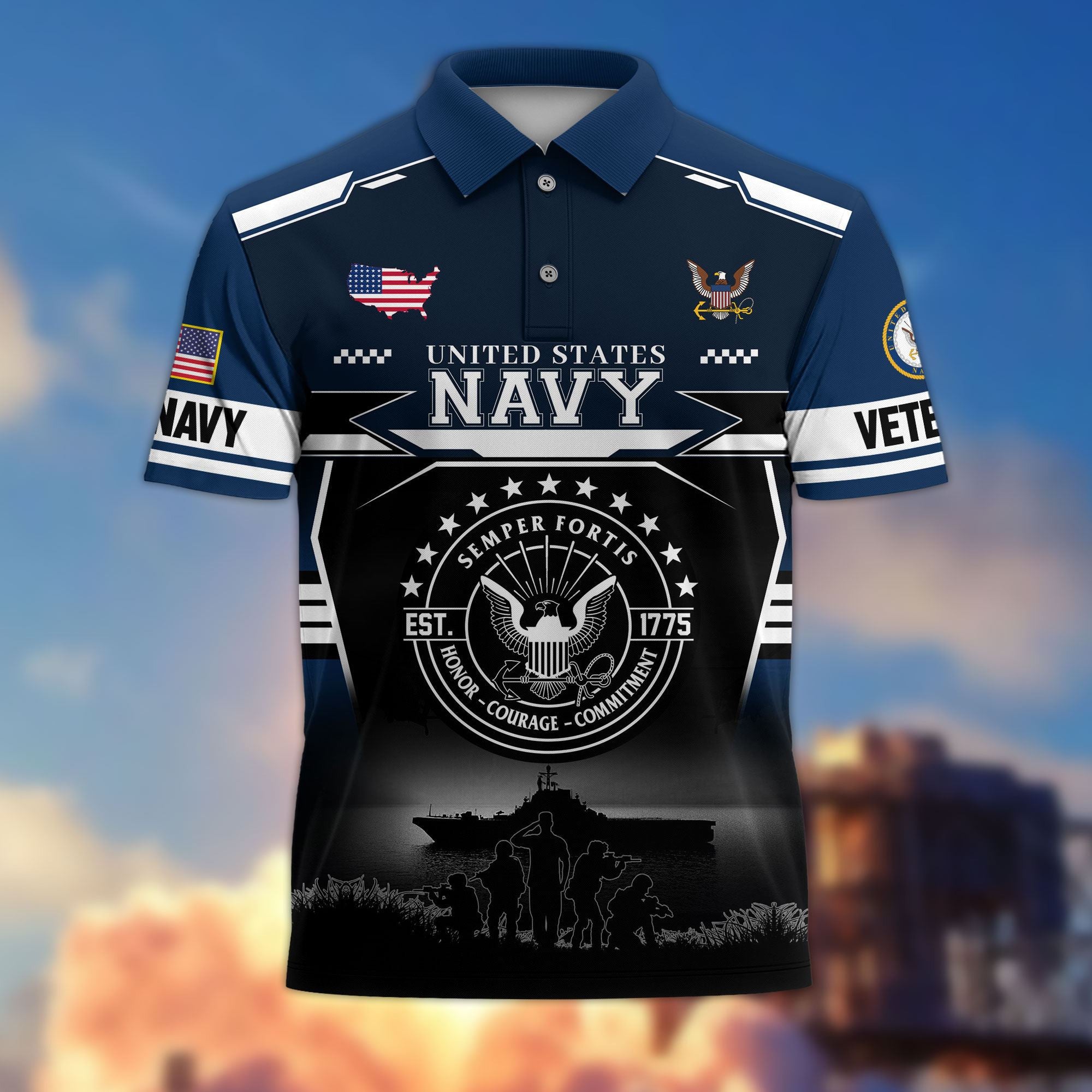 Premium US Veterans Polo Shirt, Gifts For US Veterans, Gifts For Father's Day, Veterans Day.