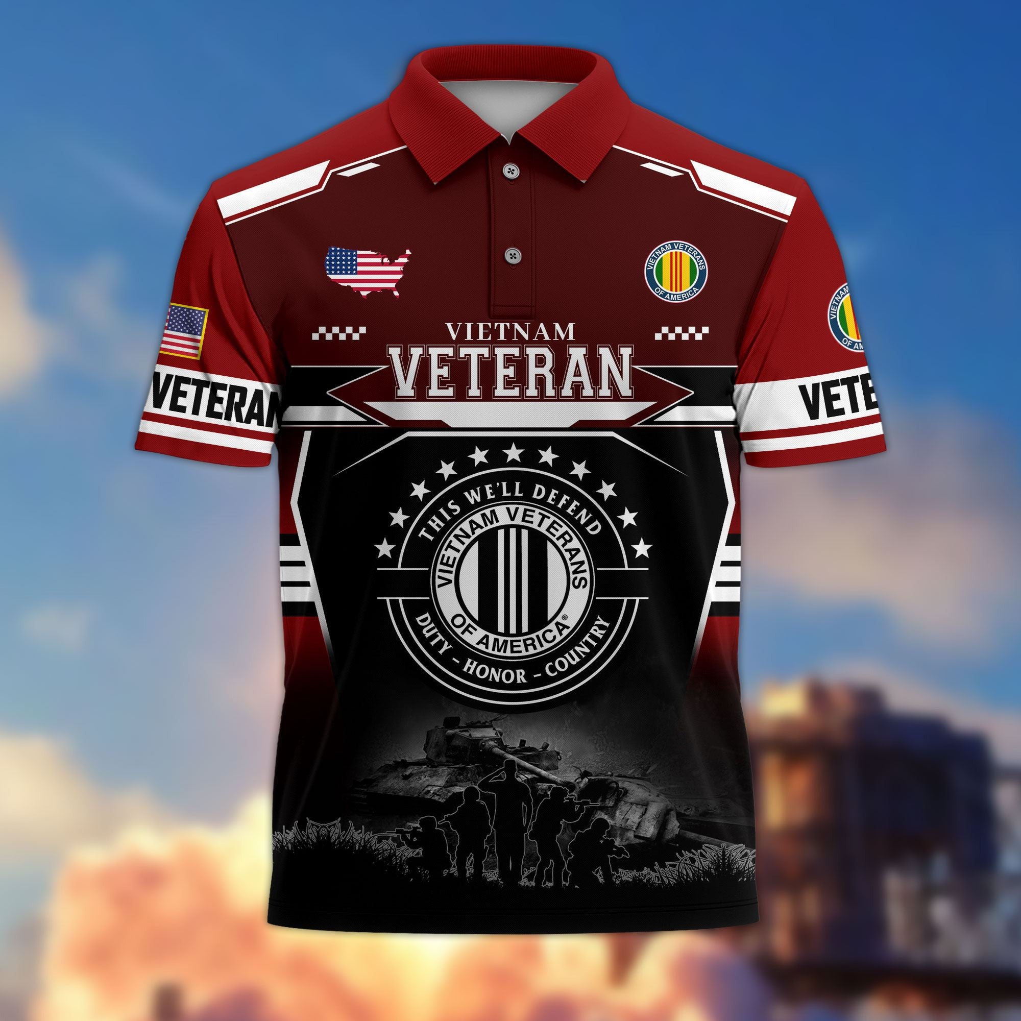 Premium US Veterans Polo Shirt, Gifts For US Veterans, Gifts For Father's Day, Veterans Day.