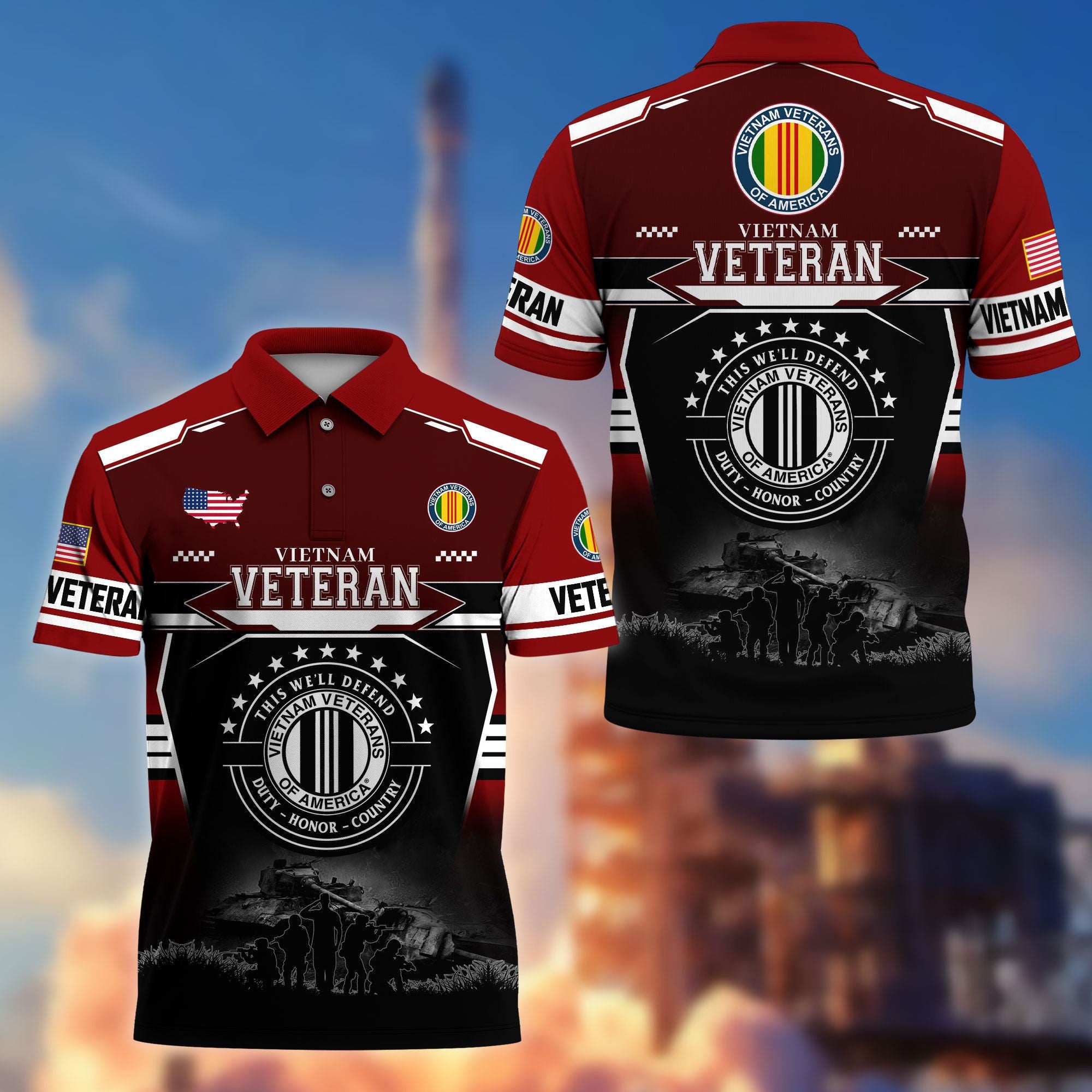 Premium US Veterans Polo Shirt, Gifts For US Veterans, Gifts For Father's Day, Veterans Day.