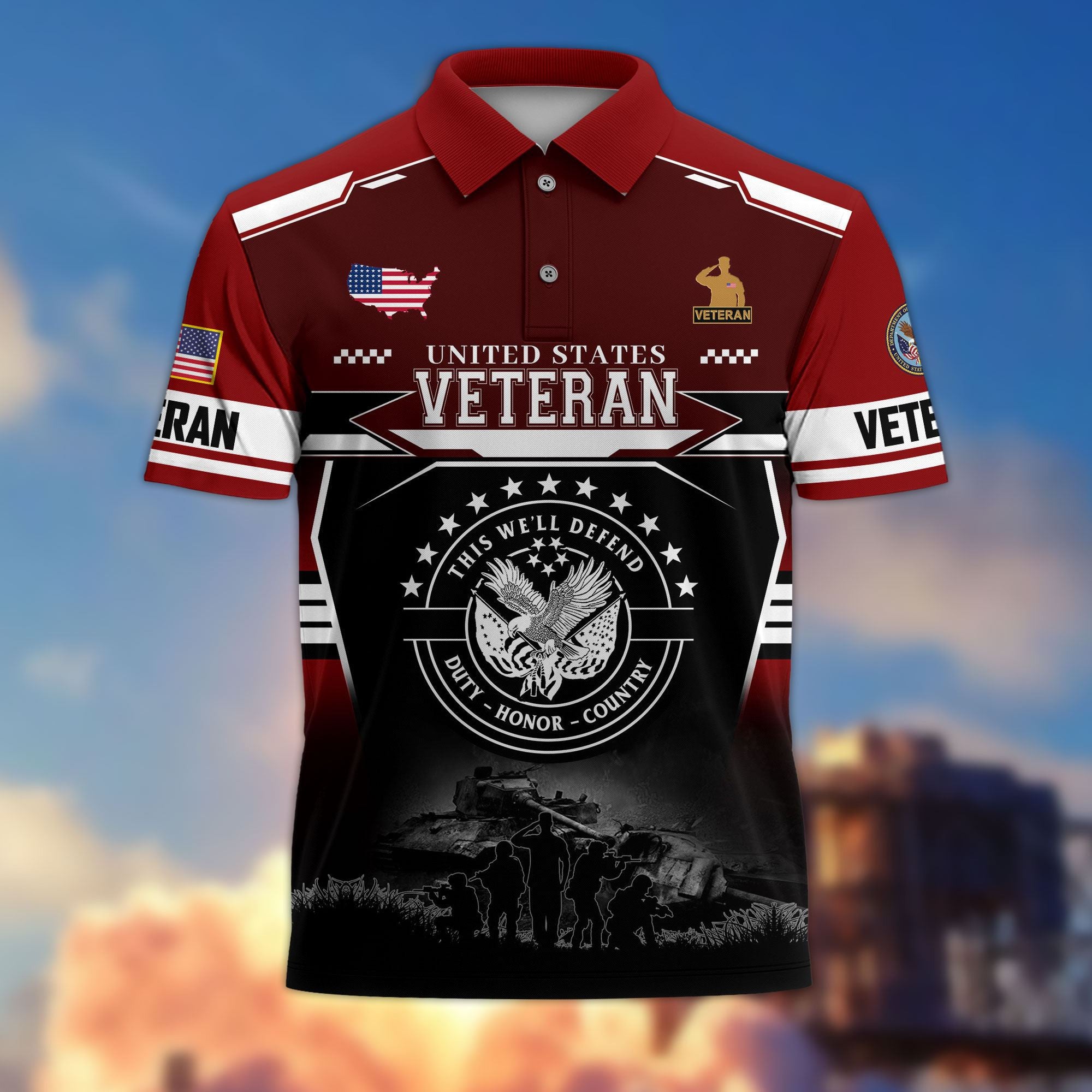 Premium US Veterans Polo Shirt, Gifts For US Veterans, Gifts For Father's Day, Veterans Day.