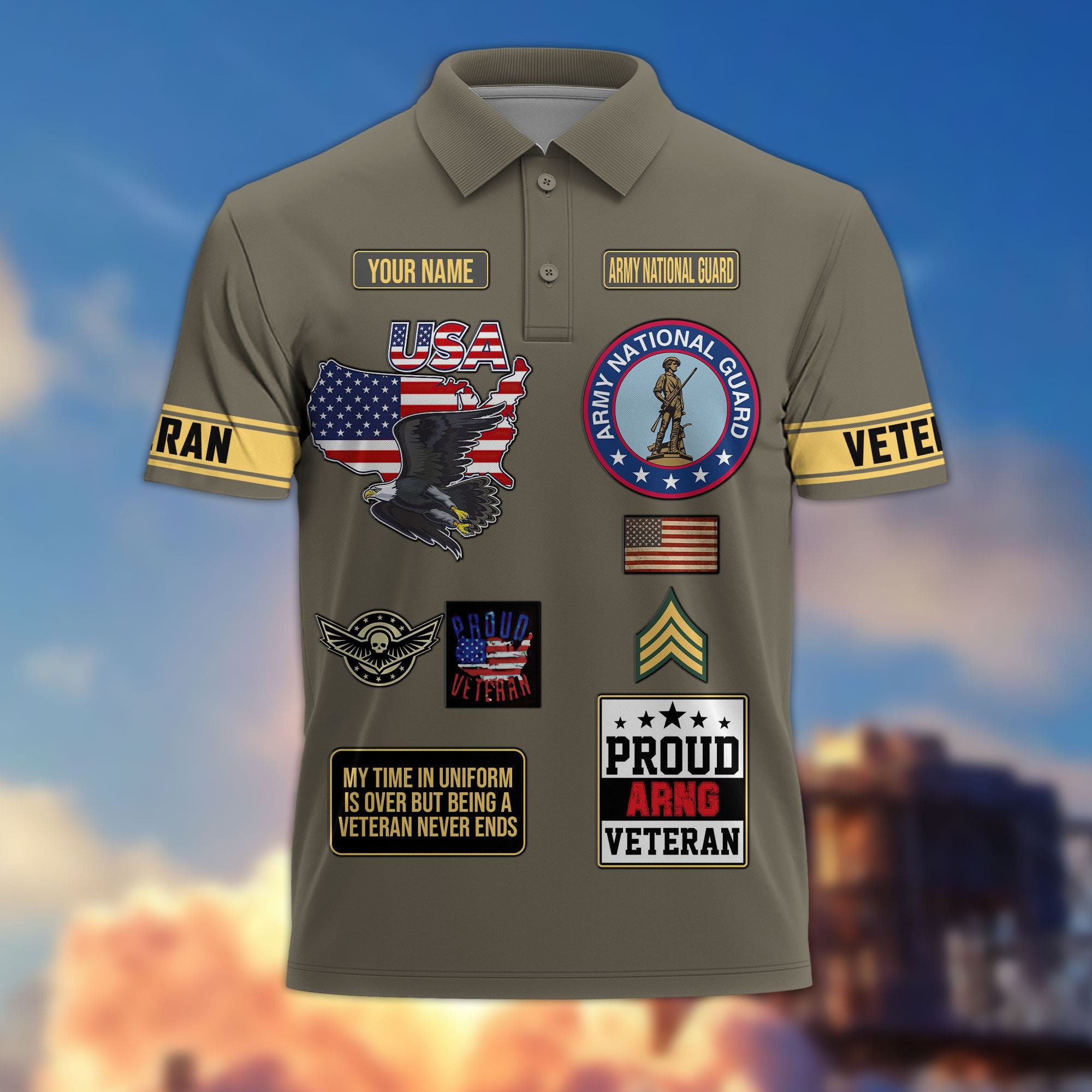 Premium US Veterans Custom Polo Shirt, Gifts For US Veterans, Gifts For Father's Day, Veterans Day.