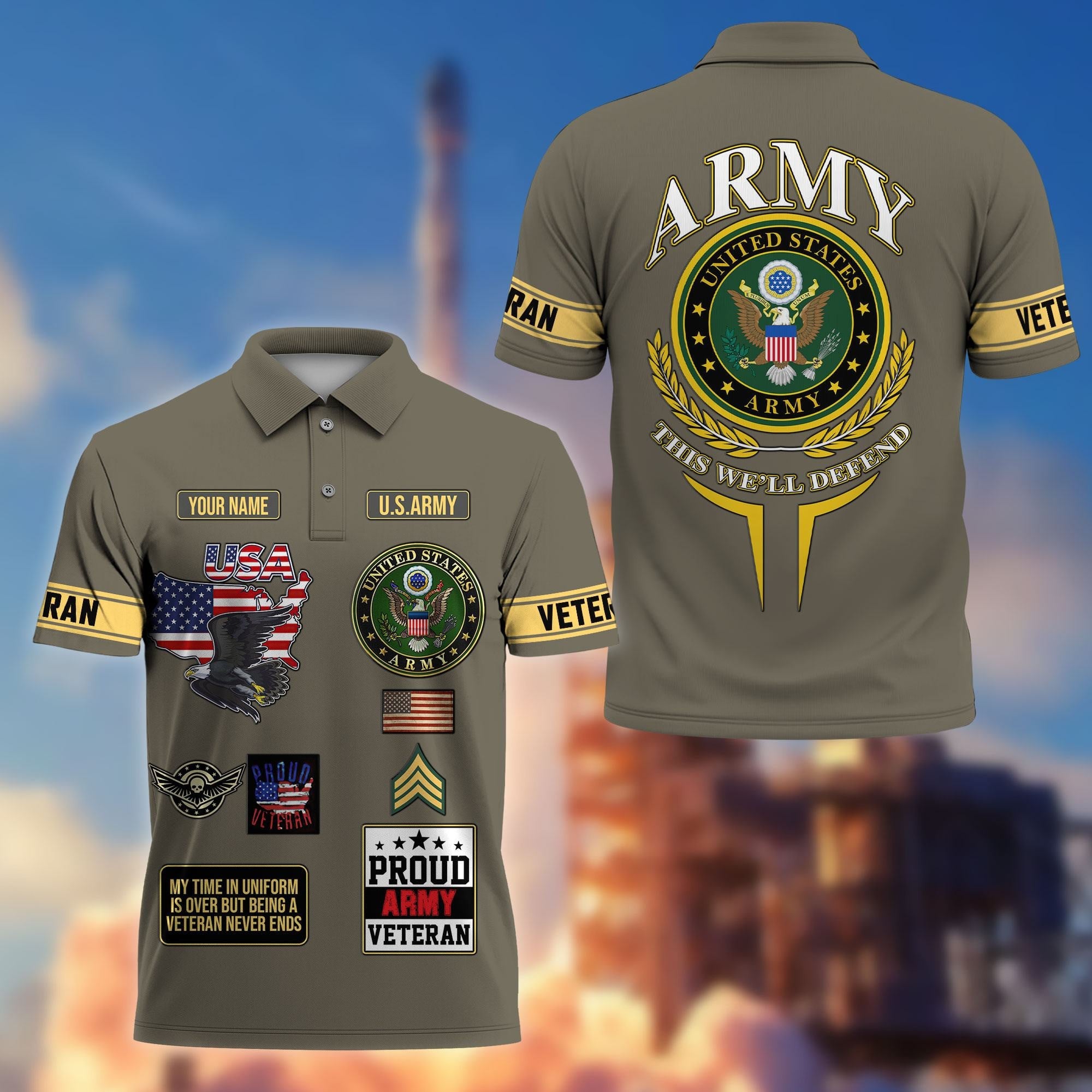 Premium US Veterans Custom Polo Shirt, Gifts For US Veterans, Gifts For Father's Day, Veterans Day.