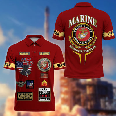 Premium US Veterans Custom Polo Shirt, Gifts For US Veterans, Gifts For Father's Day, Veterans Day.