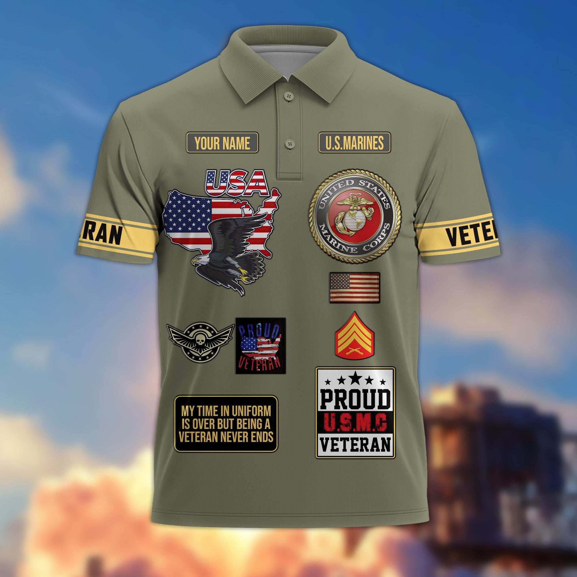 Premium US Veterans Custom Polo Shirt, Gifts For US Veterans, Gifts For Father's Day, Veterans Day.