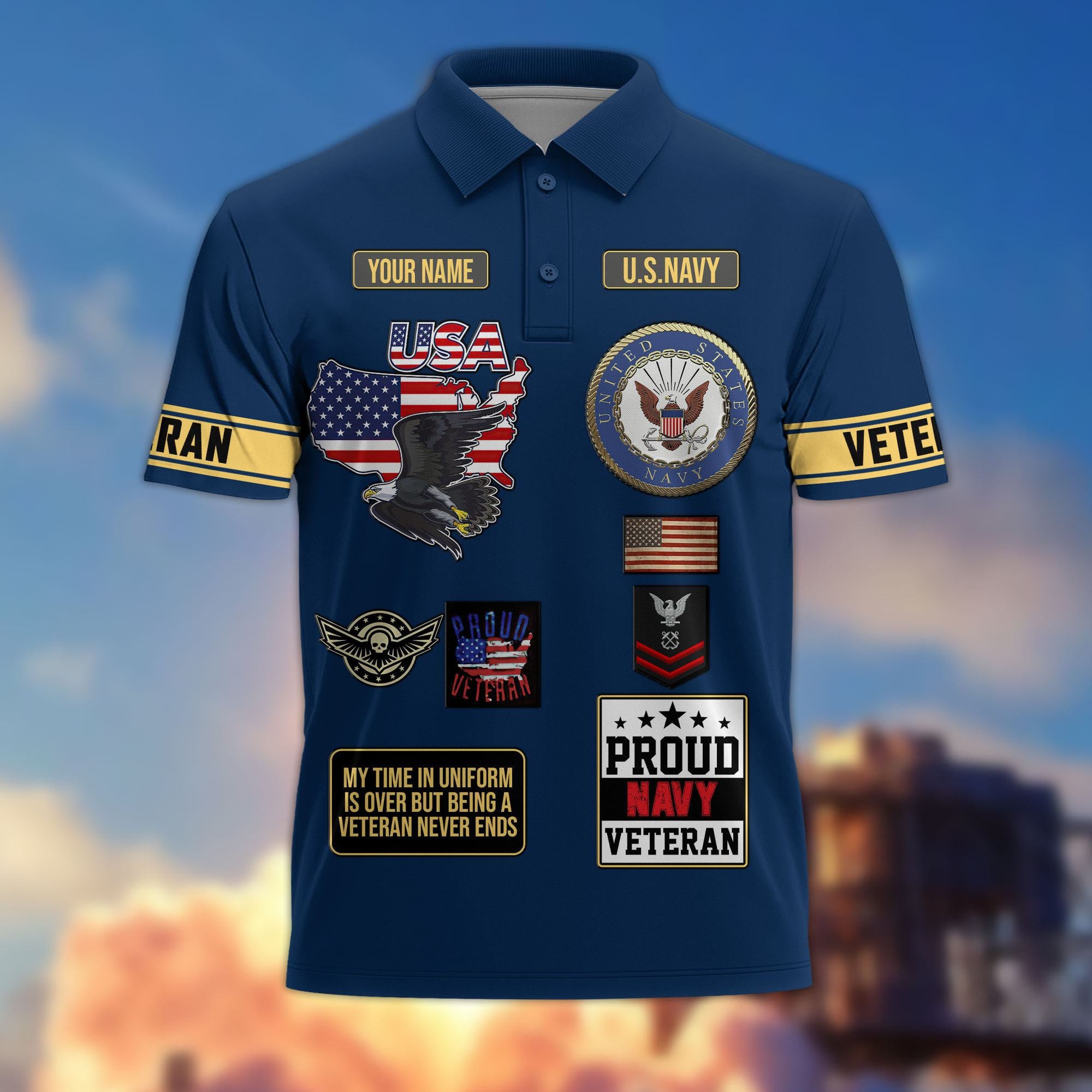 Premium US Veterans Custom Polo Shirt, Gifts For US Veterans, Gifts For Father's Day, Veterans Day.
