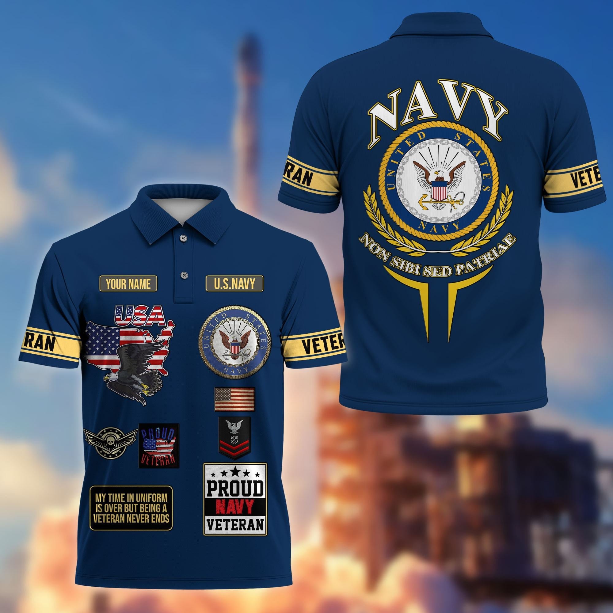 Premium US Veterans Custom Polo Shirt, Gifts For US Veterans, Gifts For Father's Day, Veterans Day.