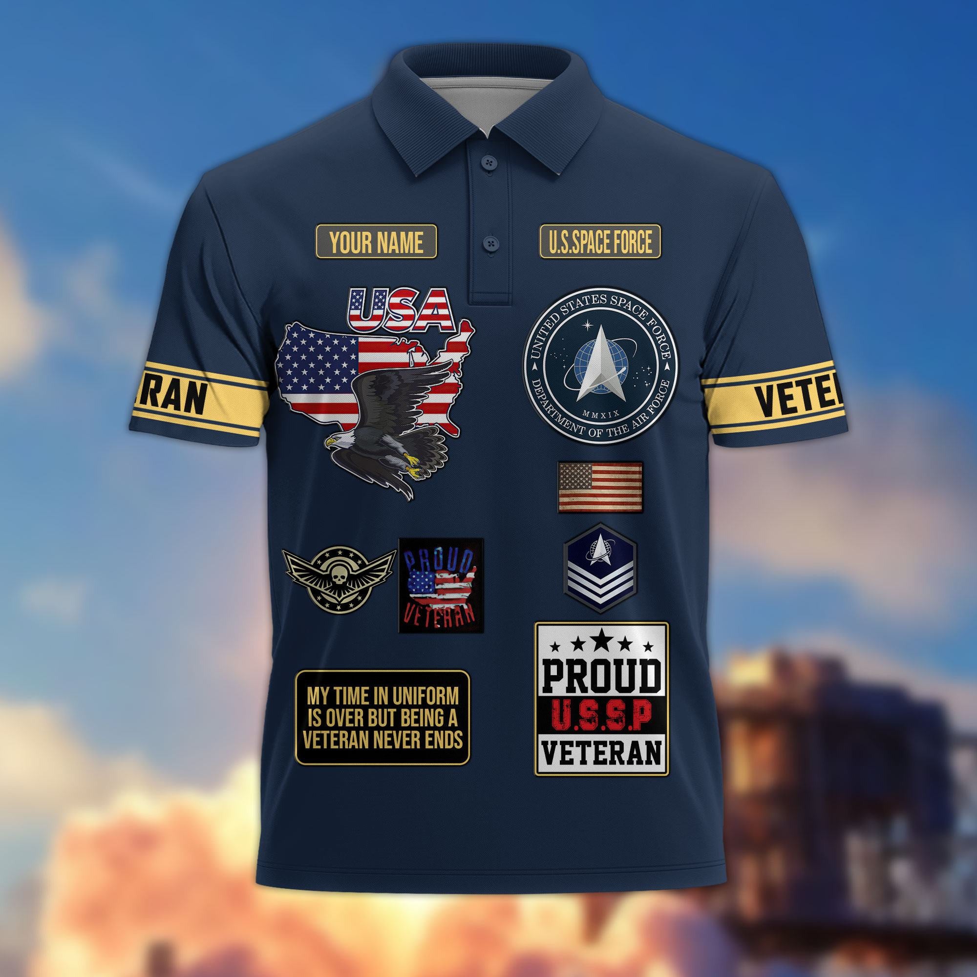 Premium US Veterans Custom Polo Shirt, Gifts For US Veterans, Gifts For Father's Day, Veterans Day.