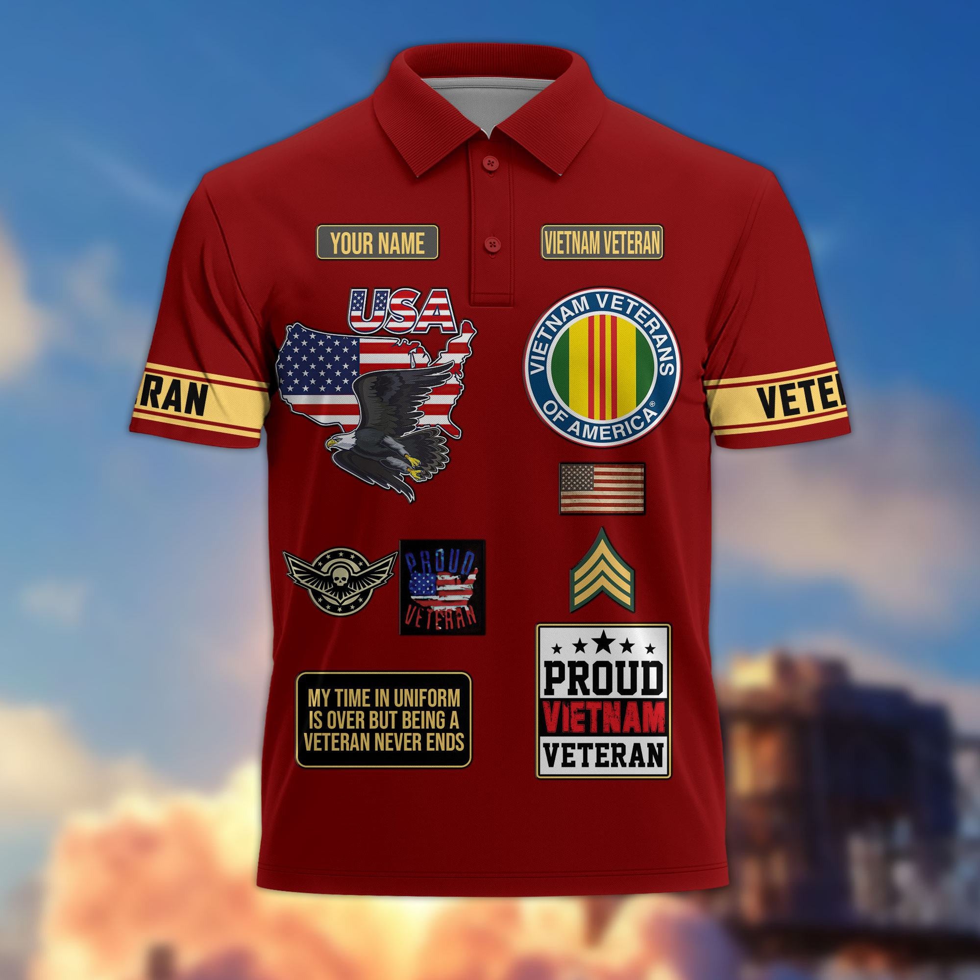 Premium US Veterans Custom Polo Shirt, Gifts For US Veterans, Gifts For Father's Day, Veterans Day.