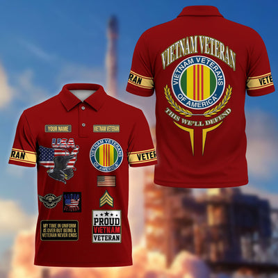 Premium US Veterans Custom Polo Shirt, Gifts For US Veterans, Gifts For Father's Day, Veterans Day.