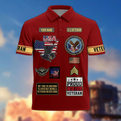 Premium US Veterans Custom Polo Shirt, Gifts For US Veterans, Gifts For Father's Day, Veterans Day.