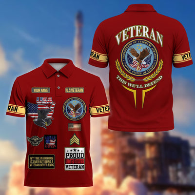 Premium US Veterans Custom Polo Shirt, Gifts For US Veterans, Gifts For Father's Day, Veterans Day.