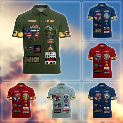Premium US Veterans Custom Polo Shirt, Gifts For US Veterans, Gifts For Father's Day, Veterans Day.