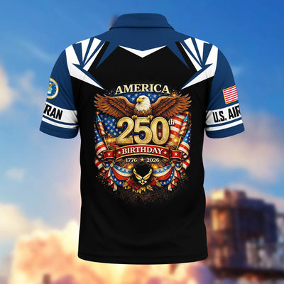 Premium America 250th Anniversary US Veteran Polo Shirt, Gifts for U.S. Veterans, Gifts for Independence Day, Veterans Day