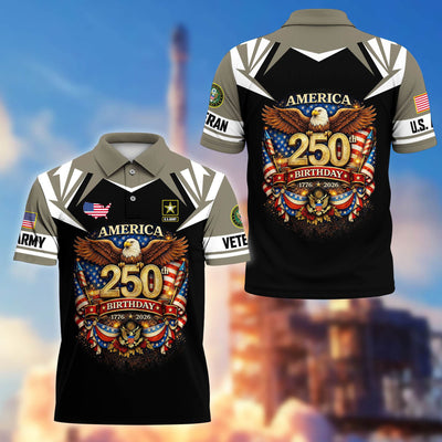 Premium America 250th Anniversary US Veteran Polo Shirt, Gifts for U.S. Veterans, Gifts for Independence Day, Veterans Day