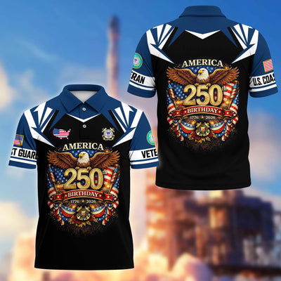 Premium America 250th Anniversary US Veteran Polo Shirt, Gifts for U.S. Veterans, Gifts for Independence Day, Veterans Day