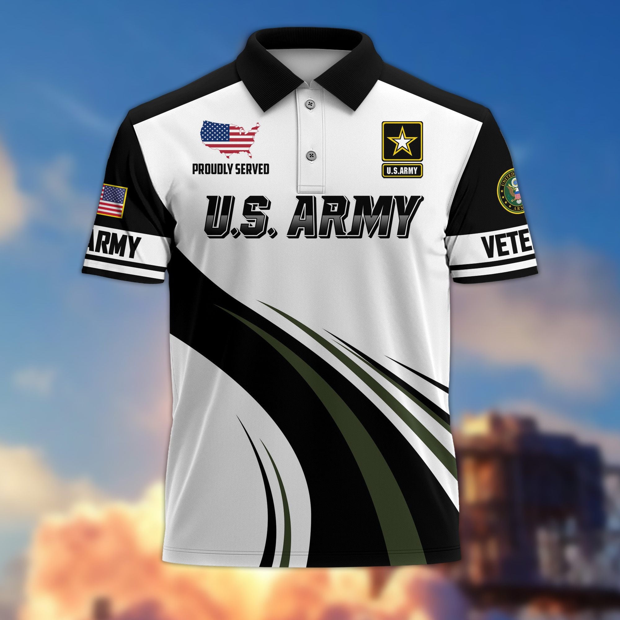 Premium US Veterans Polo Shirt, Gifts For US Veterans, Gifts On Father's Day, Veterans Day.