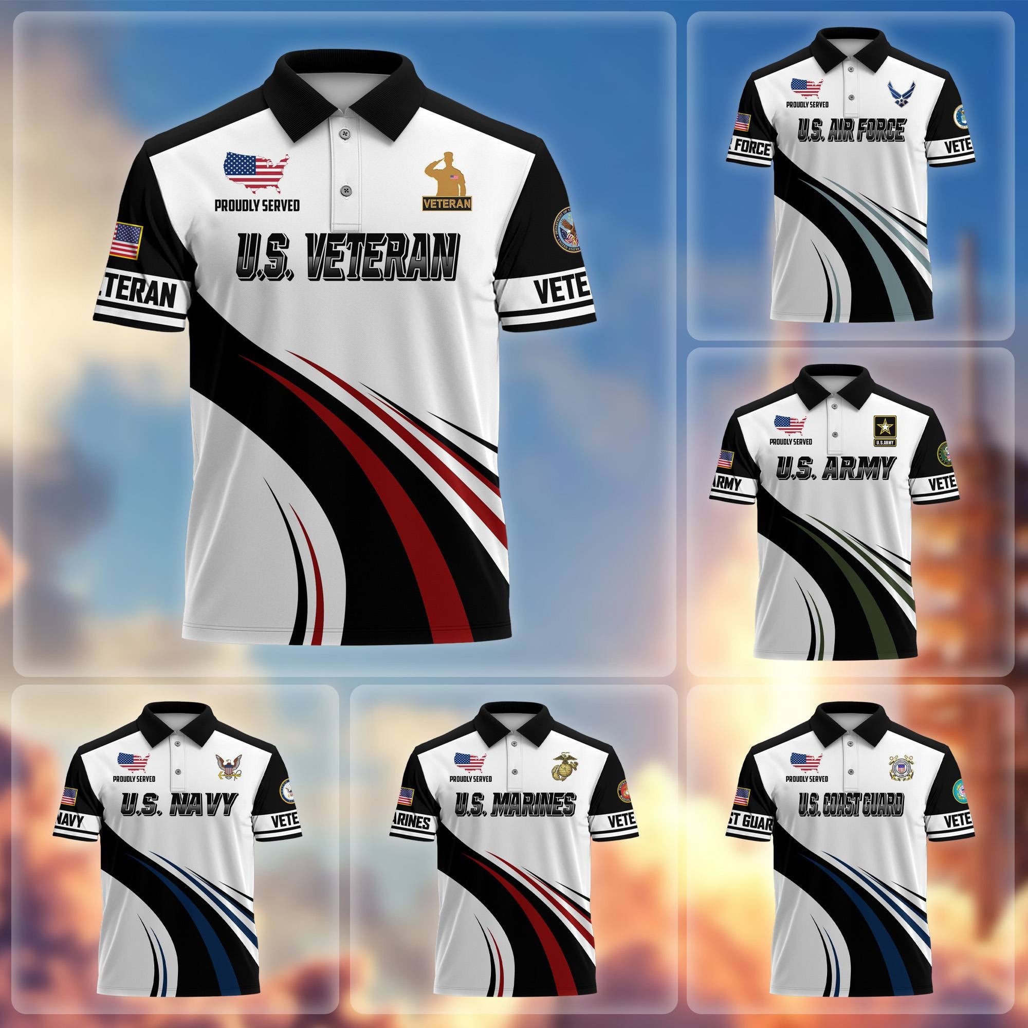 Premium US Veterans Polo Shirt, Gifts For US Veterans, Gifts On Father's Day, Veterans Day.