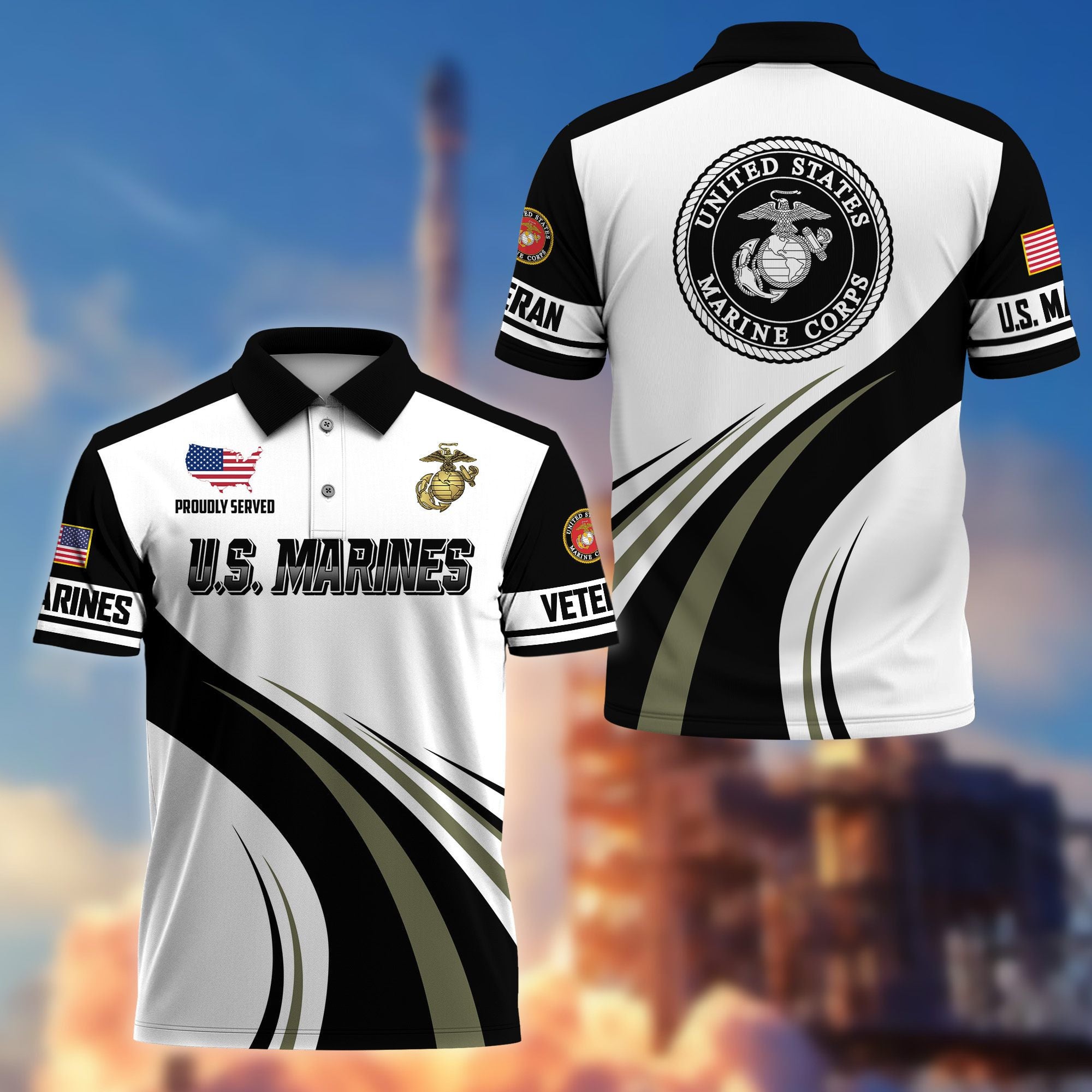 Premium US Veterans Polo Shirt, Gifts For US Veterans, Gifts On Father's Day, Veterans Day.