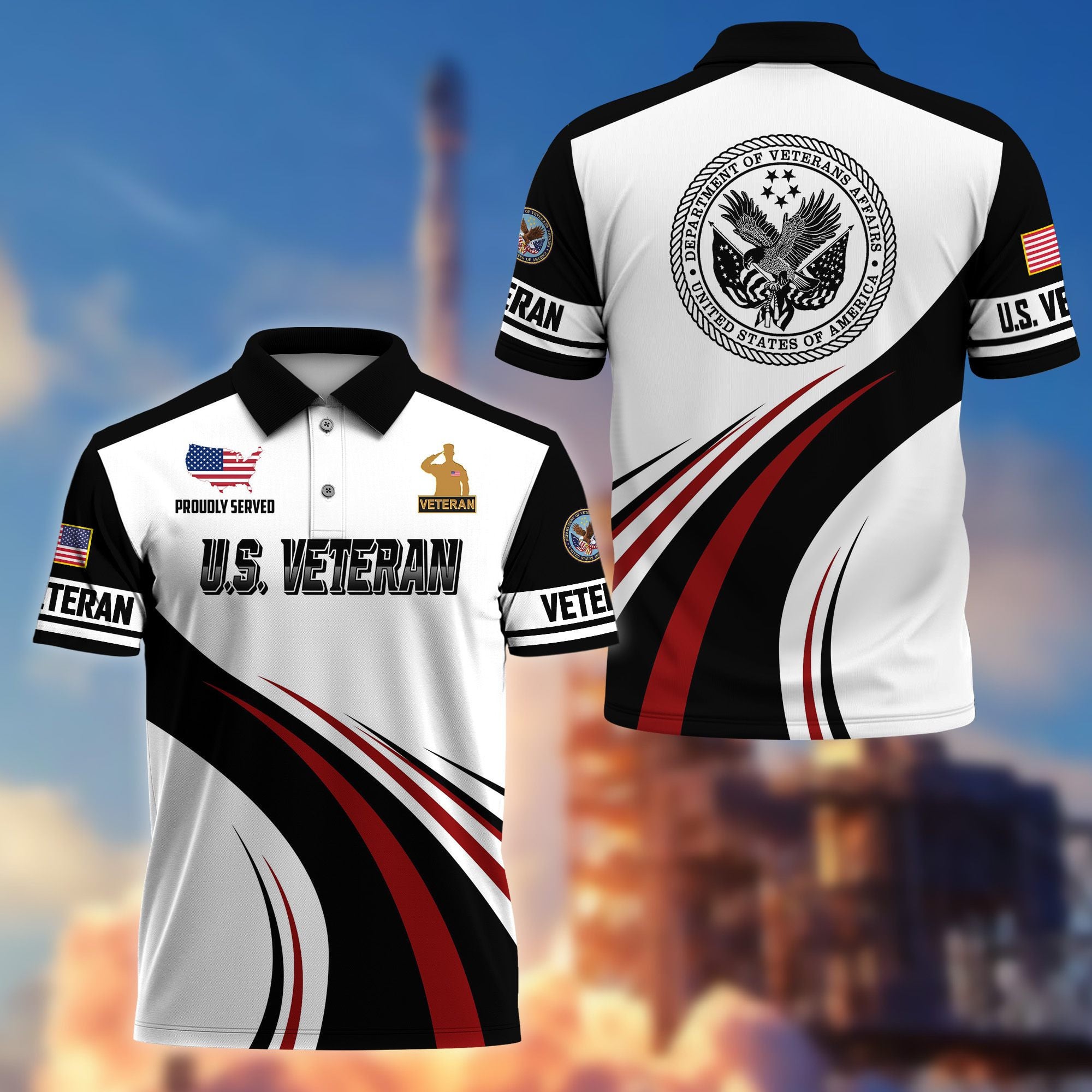 Premium US Veterans Polo Shirt, Gifts For US Veterans, Gifts On Father's Day, Veterans Day.