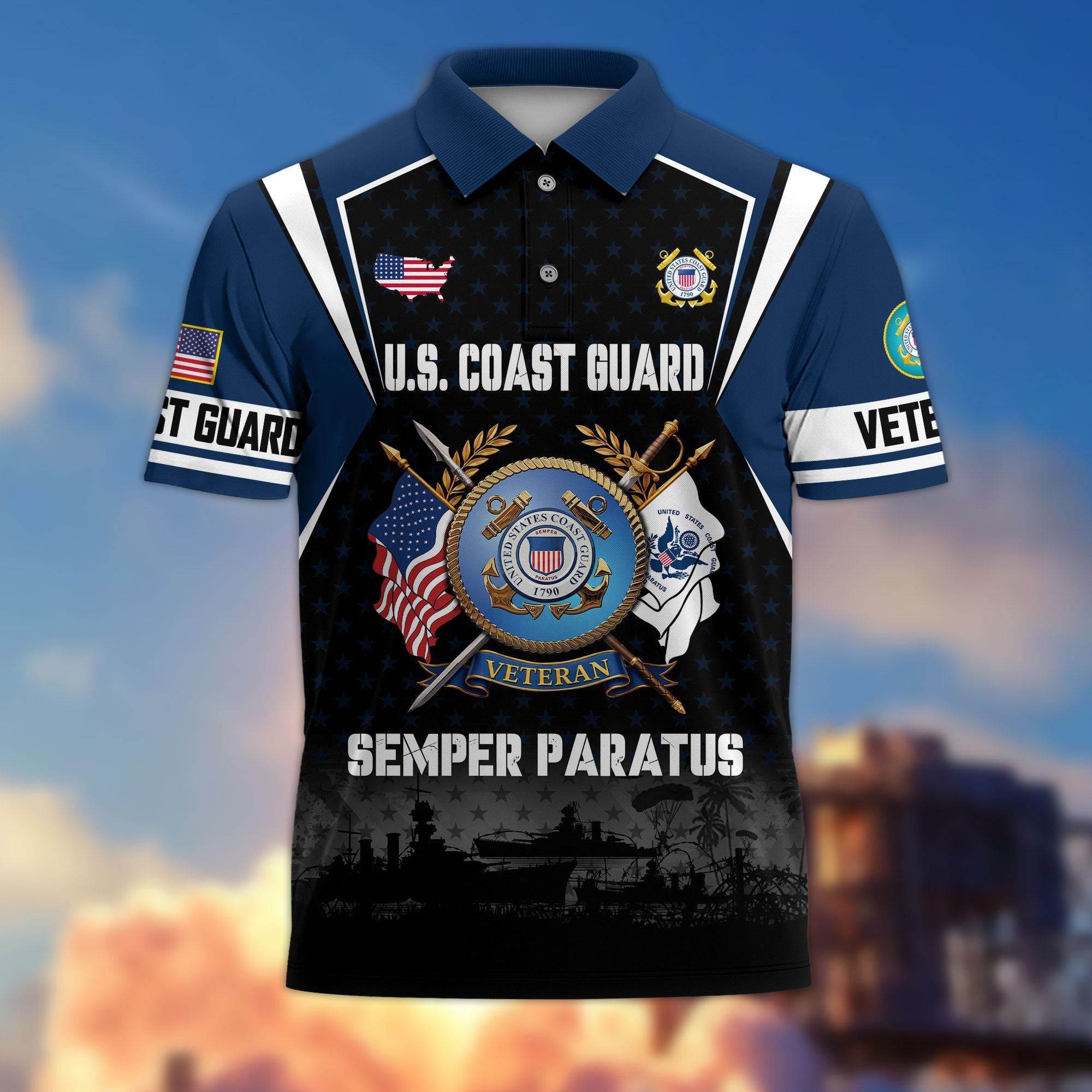 Premium US Veterans Polo Shirt, Gifts For US Veterans, Gifts On Father's Day, Veterans Day.