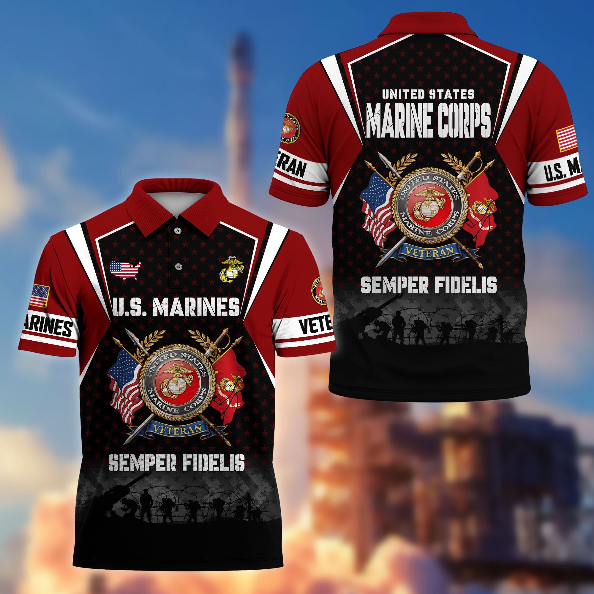 Premium US Veterans Polo Shirt, Gifts For US Veterans, Gifts On Father's Day, Veterans Day.