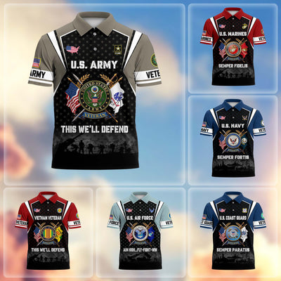 Premium US Veterans Polo Shirt, Gifts For US Veterans, Gifts On Father's Day, Veterans Day.