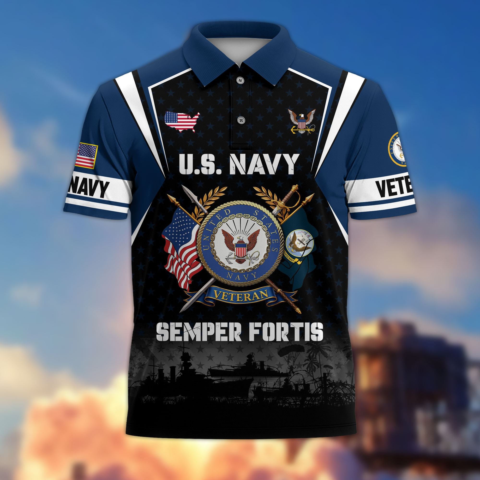Premium US Veterans Polo Shirt, Gifts For US Veterans, Gifts On Father's Day, Veterans Day.